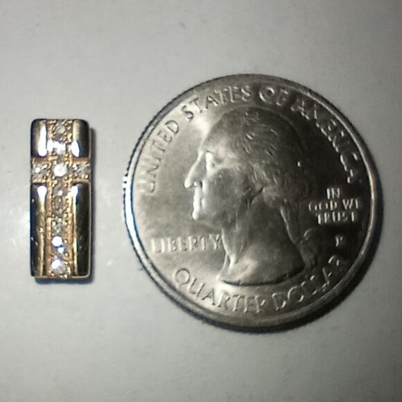 14Kt Yellow Gold Diamond Cross-Design Slide - Picture 2 of 4